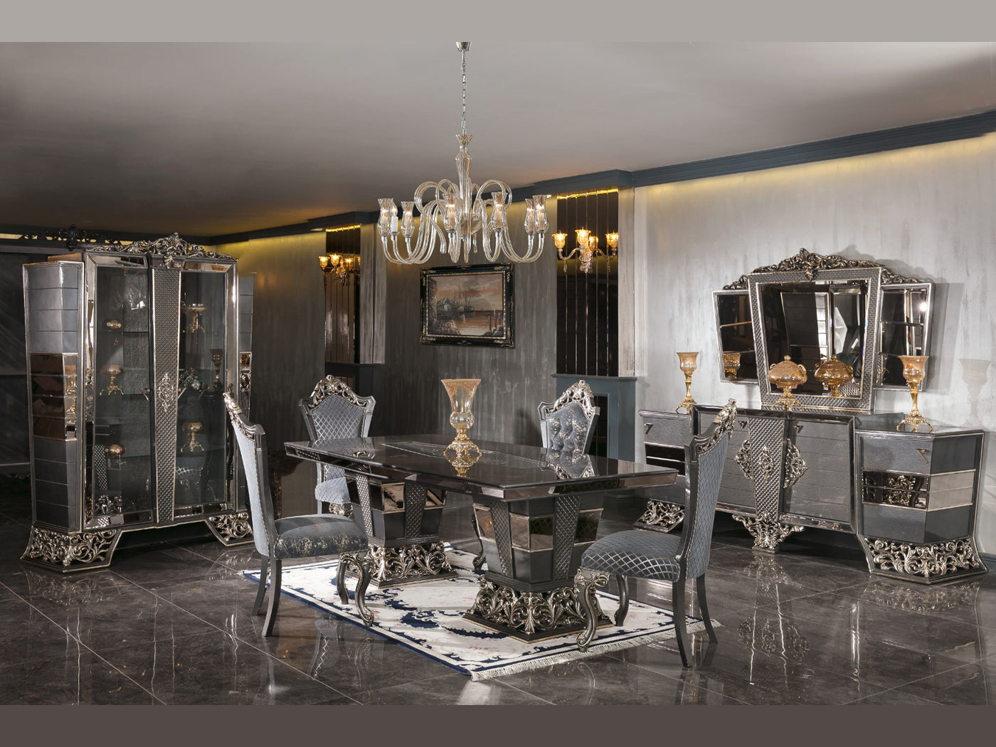 Zumrut MyL Traditional 6 Person Dining Room Set – Istanbul Furniture ...