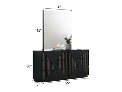 Rosette 55" Wide 6 Drawer Dresser With Mirror