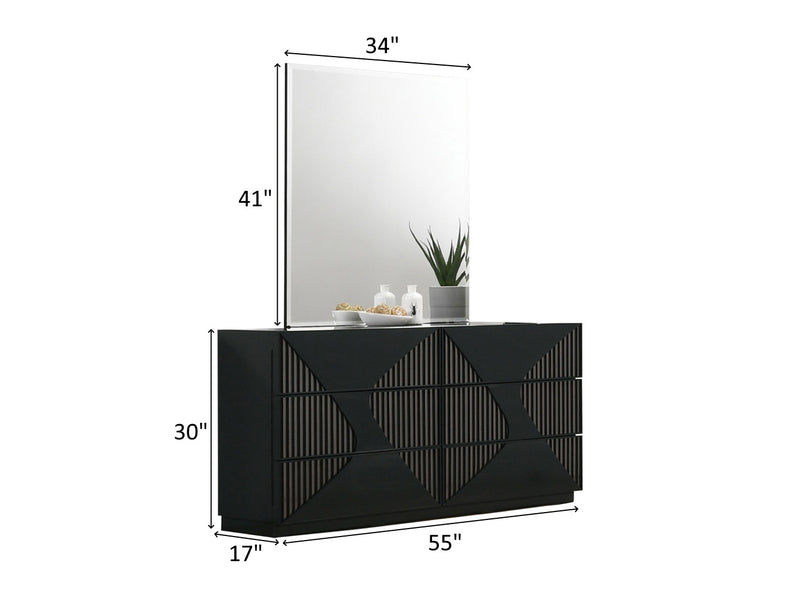 Rosette 55" Wide 6 Drawer Dresser With Mirror