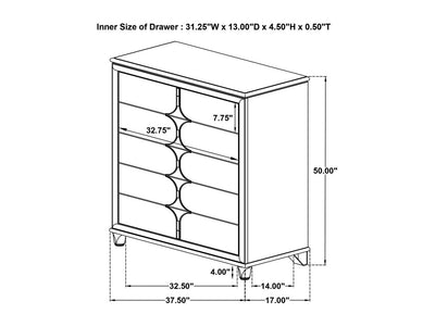 Olivia 37.5" Wide 5 Drawer Chest