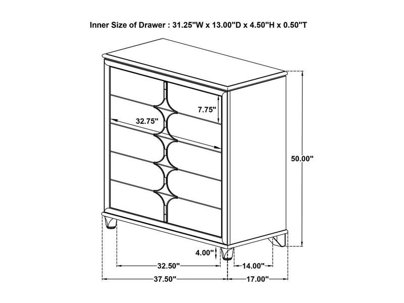Olivia 37.5" Wide 5 Drawer Chest