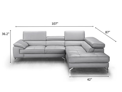 Olivia 107" / 87" Wide Leather Sectional