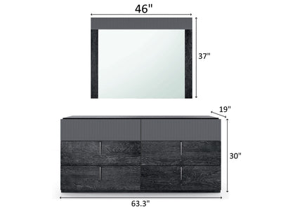 Onyx 63.3" Wide 6 Drawer Dresser With Mirror