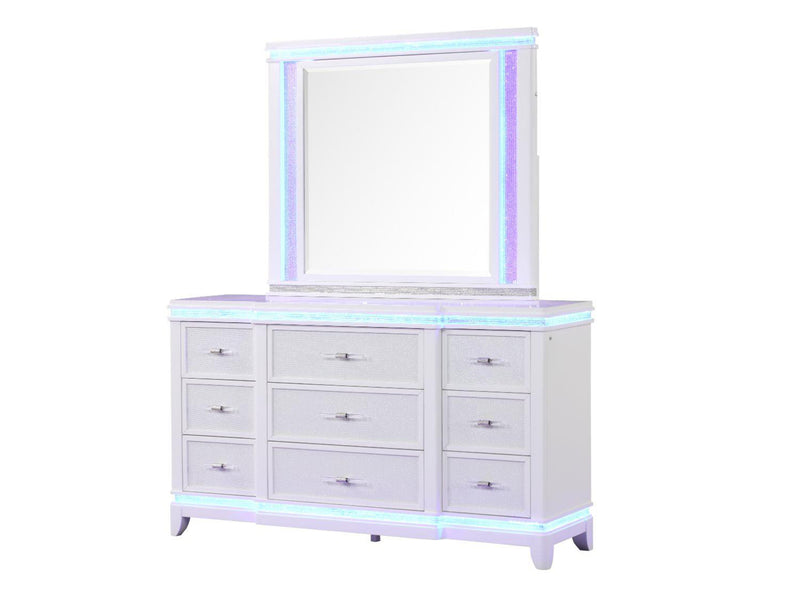 Opium 64" Wide 9 Drawer Dresser With Mirror