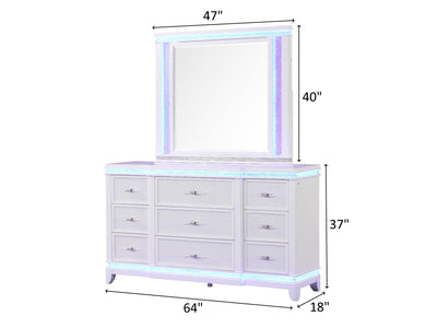 Opium 64" Wide 9 Drawer Dresser With Mirror