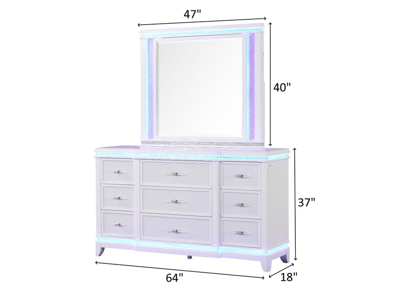 Opium 64" Wide 9 Drawer Dresser With Mirror