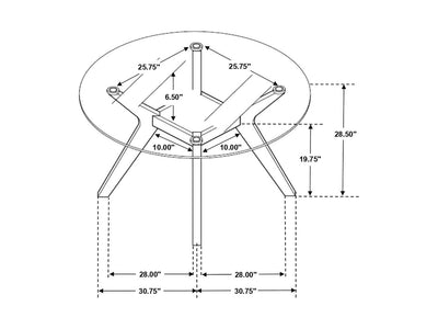 Paxton 48" Wide Round Glass Top Dining Table
