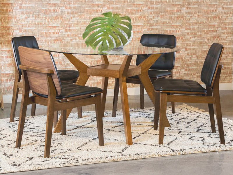 Paxton 48" Wide Round Glass Top Dining Table