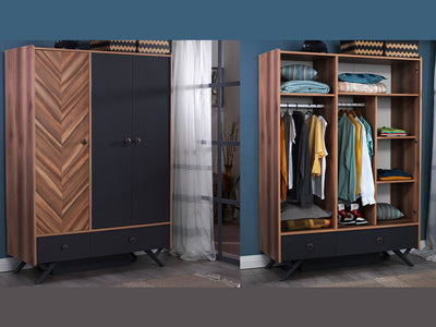 Piedra 55" Wide 3 Door Wardrobe