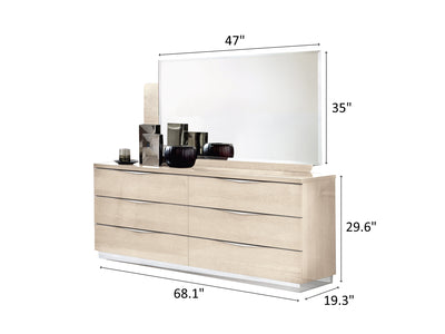 Platinum Legno Betullia 68.1" Wide 6 Drawer Double Dresser With Mirror