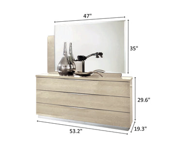 Platinum Legno Betullia 53.2" Wide 3 Drawer Single Dresser With Mirror