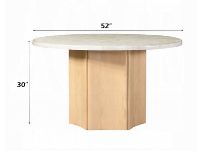 Qwin 52" Wide Marble Top Round Dining Table