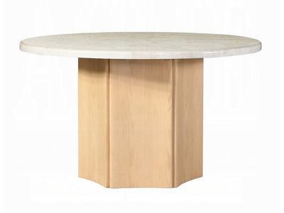 Qwin 52" Wide Marble Top Round Dining Table