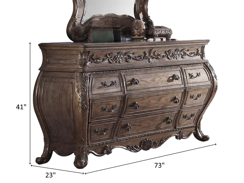 Ragenardus 73" Wide 9 Drawer Dresser With Mirror