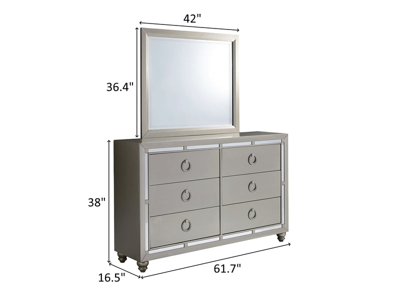 Riley 61.7" Wide 6 Drawer Dresser With Mirror