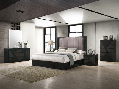 Rosette LED Headboard Platform Bed