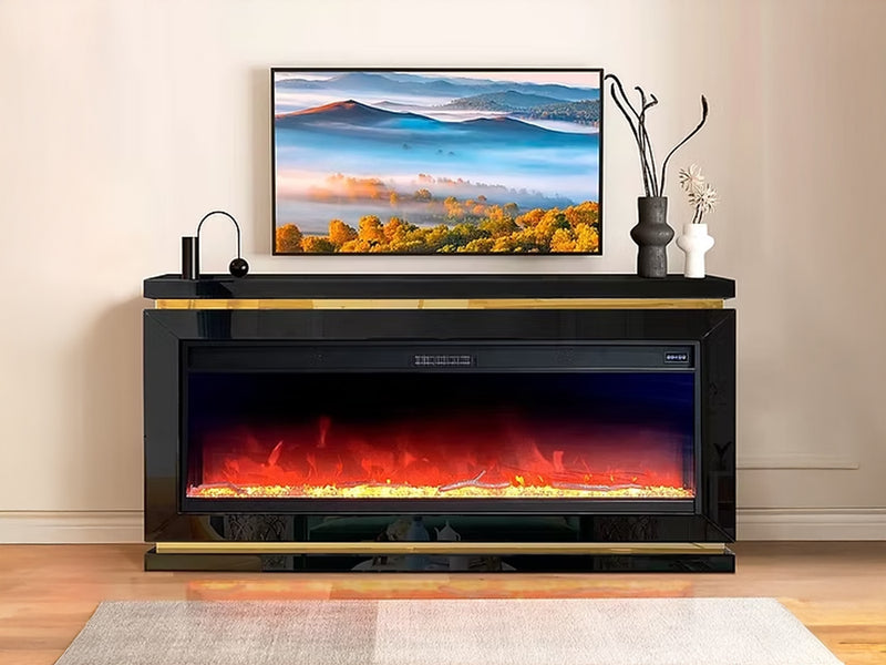 Rossi 72" Wide Solid Wood TV Stand With Electric Fireplace