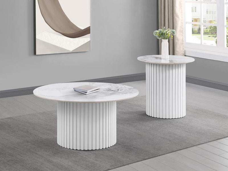 Rowena 35.5" Wide Faux Marble Coffee Table