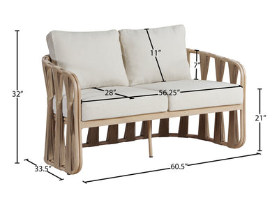 San Pietro 60.5" Wide Resilient Waterproof Fabric Upholstered Patio Loveseat