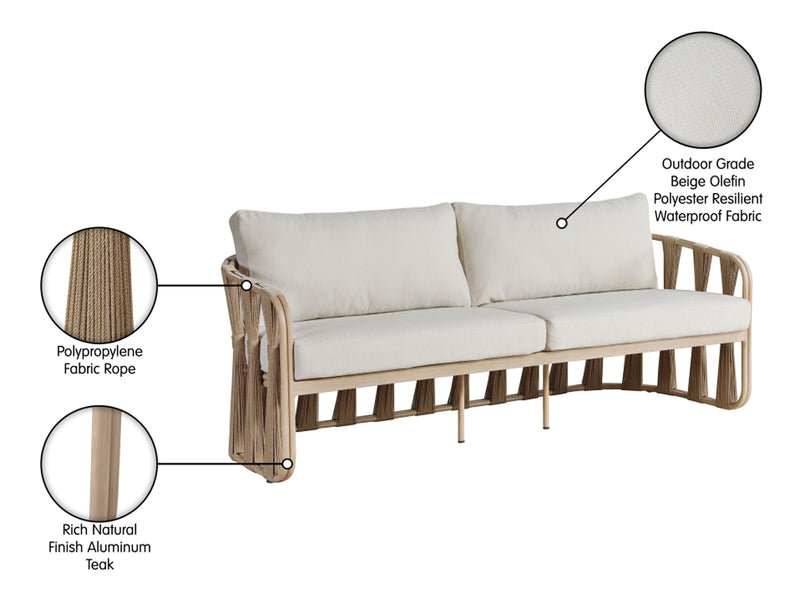 San Pietro 90.5" Wide Resilient Waterproof Fabric Upholstered Patio Sofa