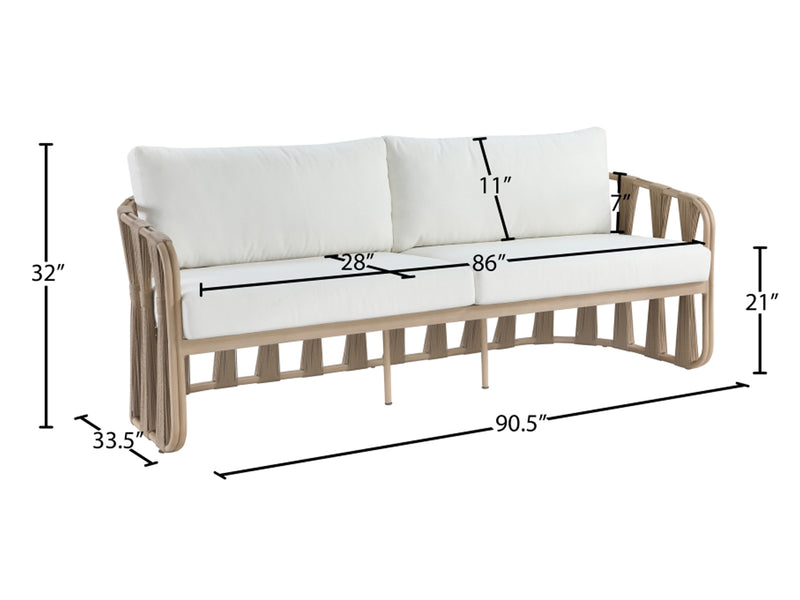 San Pietro 90.5" Wide Resilient Waterproof Fabric Upholstered Patio Sofa