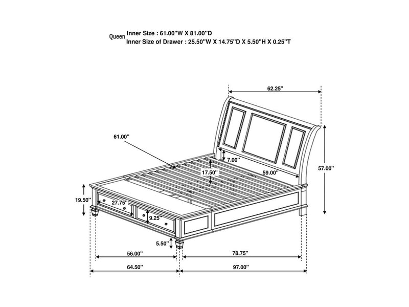 Sandy Beach Storage Platform Bed