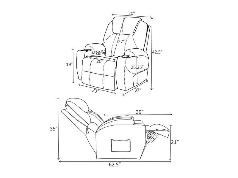 Sanger 33" Wide Power Lift Massage Recliner Chair