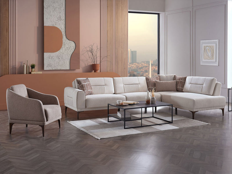 Seul Bellona 123.6" / 84.6" Wide Convertible Sectional