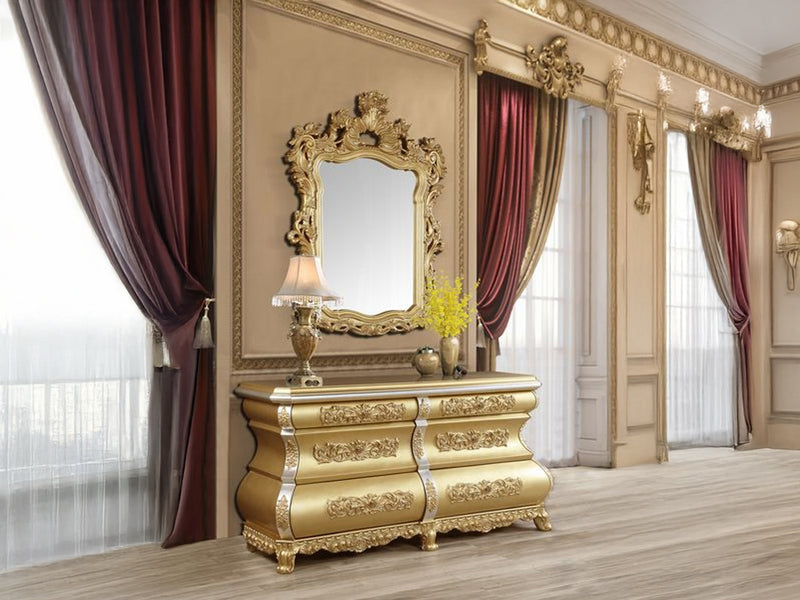 Seville 75" Wide 6 Drawer Buffet With Mirror