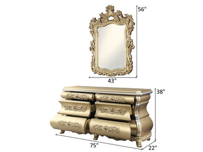 Seville 75" Wide 6 Drawer Buffet With Mirror