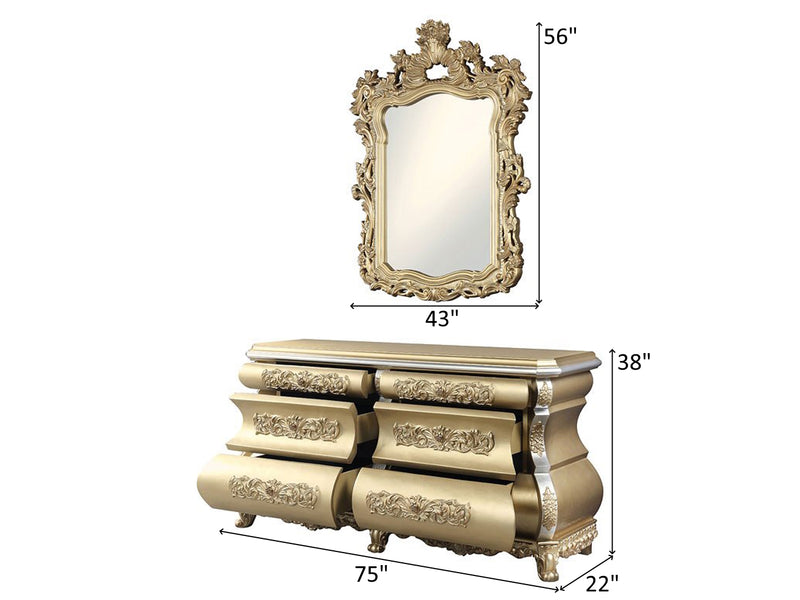 Seville 75" Wide 6 Drawer Buffet With Mirror