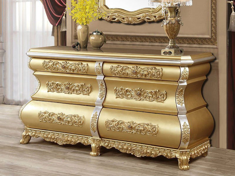 Seville 75" Wide 6 Drawer Buffet With Mirror