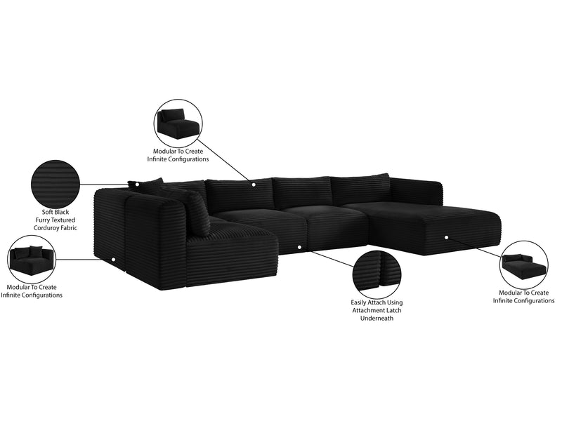 Shaggy 145" / 70" / 70" Wide U Shape Modular Sectional