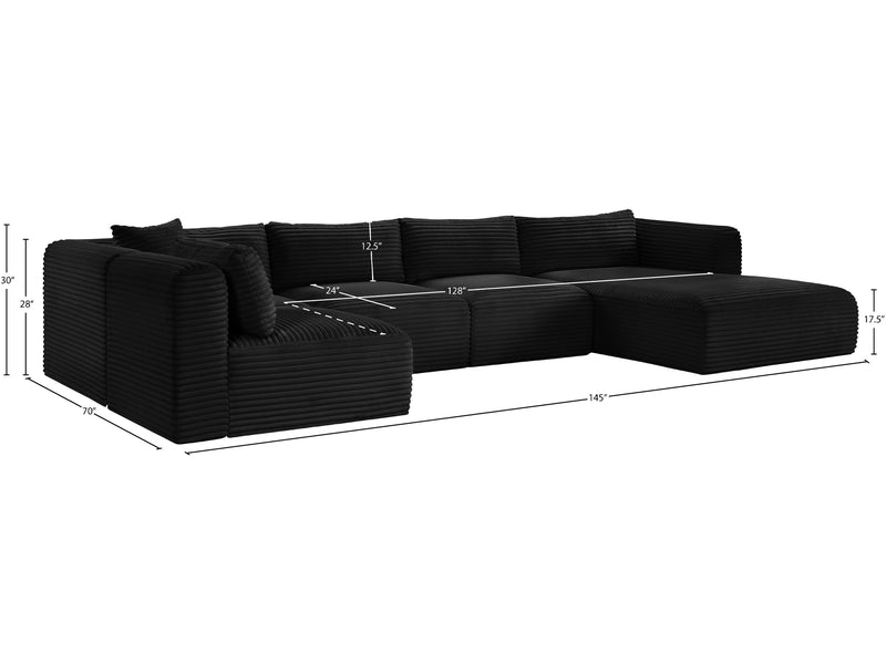 Shaggy 145" / 70" / 70" Wide U Shape Modular Sectional