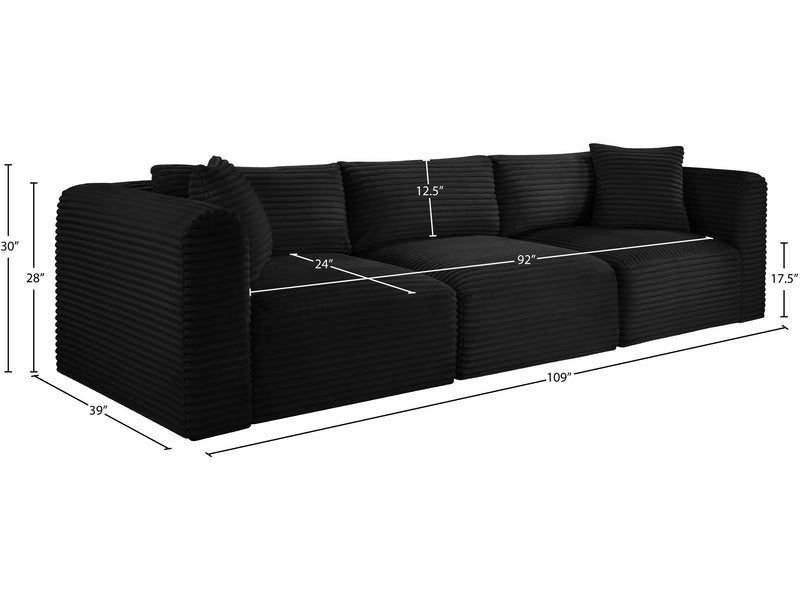 Shaggy 109" Wide 3 Piece Modular Sofa