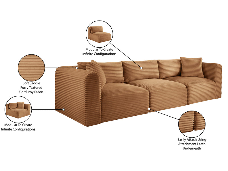 Shaggy 109" Wide 3 Piece Modular Sofa
