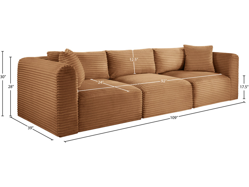 Shaggy 109" Wide 3 Piece Modular Sofa
