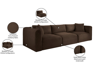 Shaggy 109" Wide 3 Piece Modular Sofa