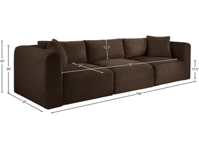 Shaggy 109" Wide 3 Piece Modular Sofa