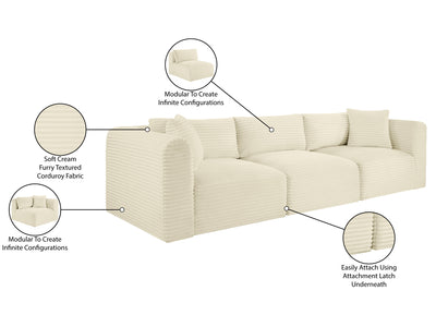 Shaggy 109" Wide 3 Piece Modular Sofa
