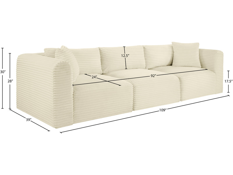 Shaggy 109" Wide 3 Piece Modular Sofa