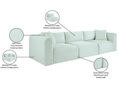 Shaggy 109" Wide 3 Piece Modular Sofa