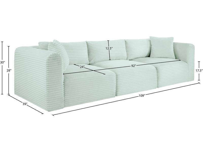 Shaggy 109" Wide 3 Piece Modular Sofa