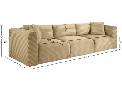 Shaggy 109" Wide 3 Piece Modular Sofa