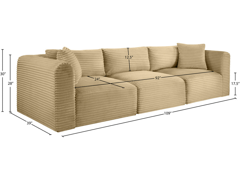 Shaggy 109" Wide 3 Piece Modular Sofa