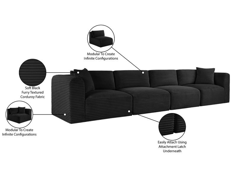 Shaggy 140" Wide 4 Piece Modular Sofa
