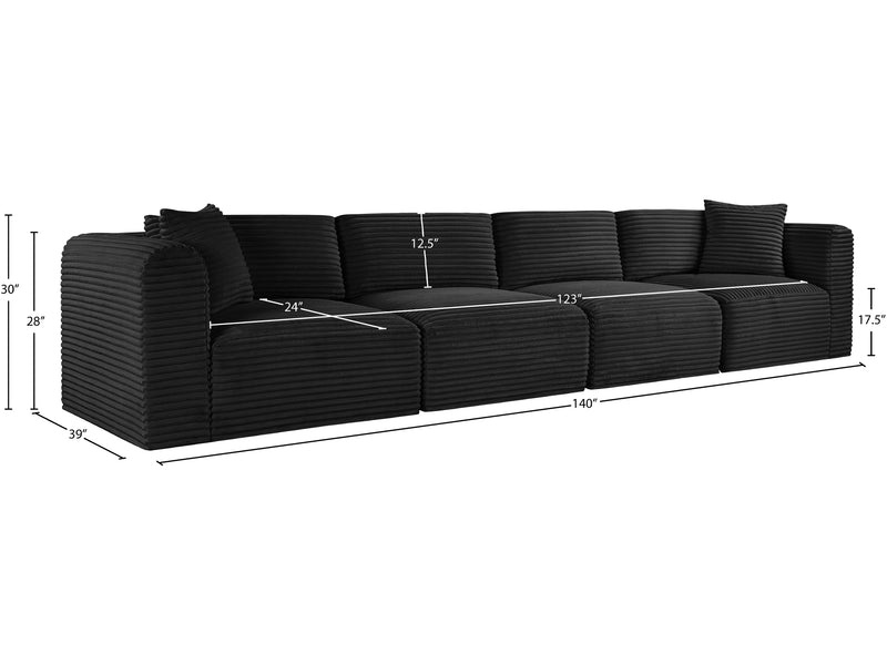 Shaggy 140" Wide 4 Piece Modular Sofa