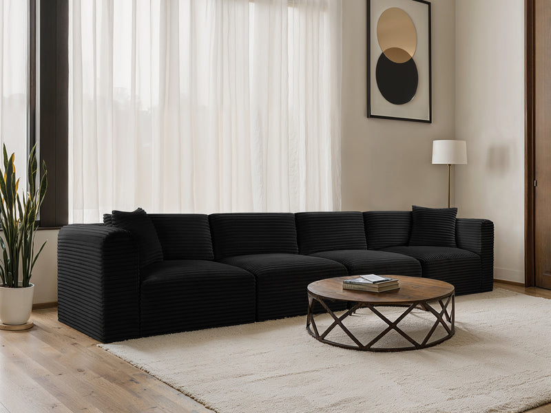 Shaggy 140" Wide 4 Piece Modular Sofa