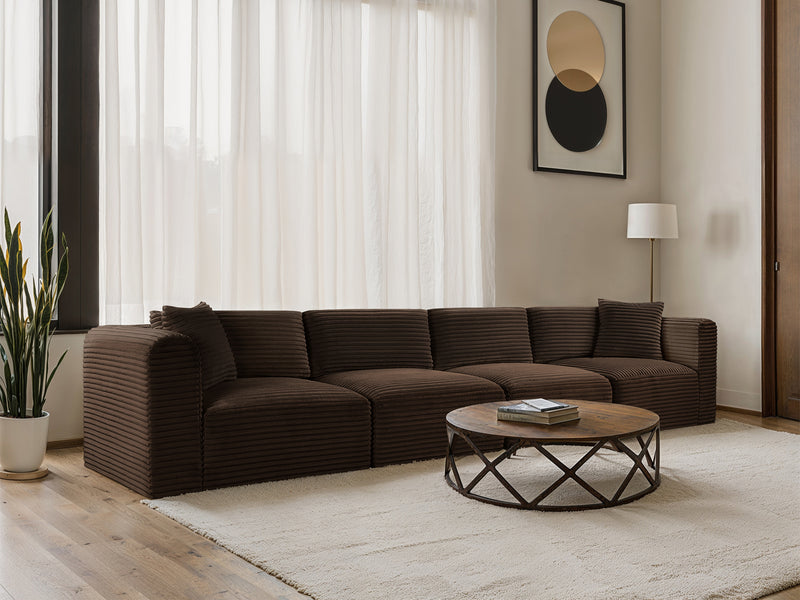 Shaggy 140" Wide 4 Piece Modular Sofa