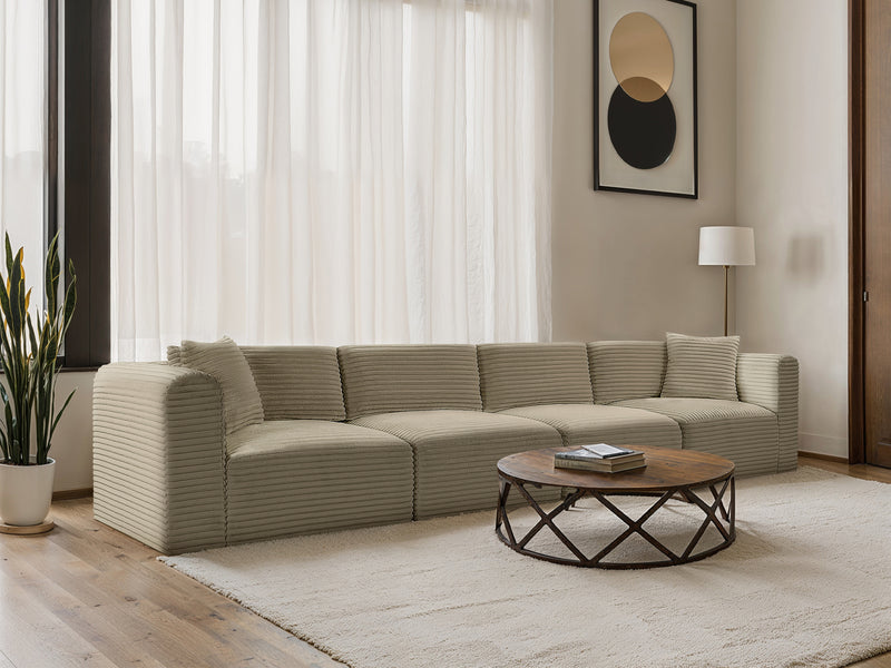 Shaggy 140" Wide 4 Piece Modular Sofa